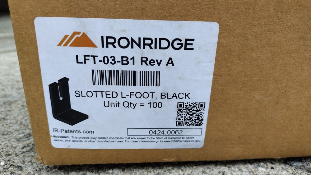 IronRidge Slotted L Foot Black Finish