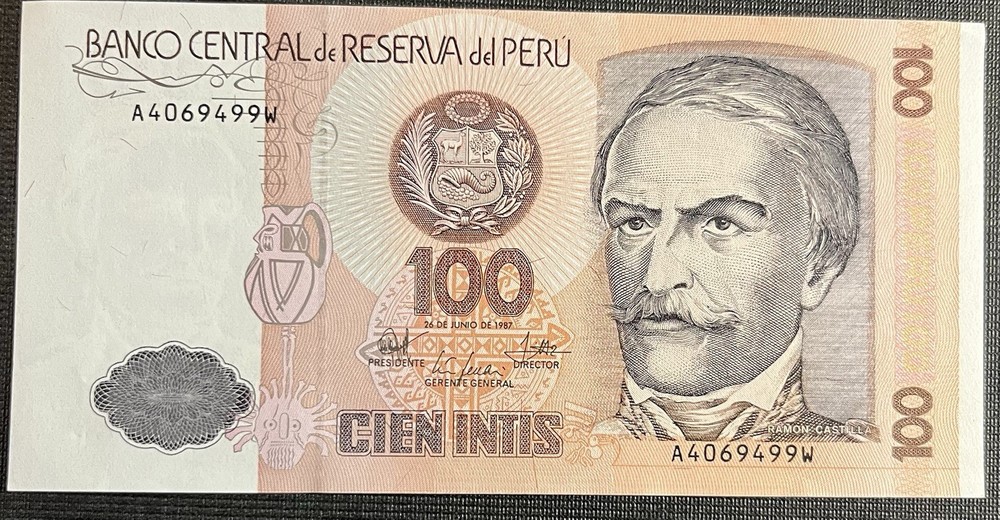 Peru - 100 Cirn Intis Banknote - 1987 Uncirculated
