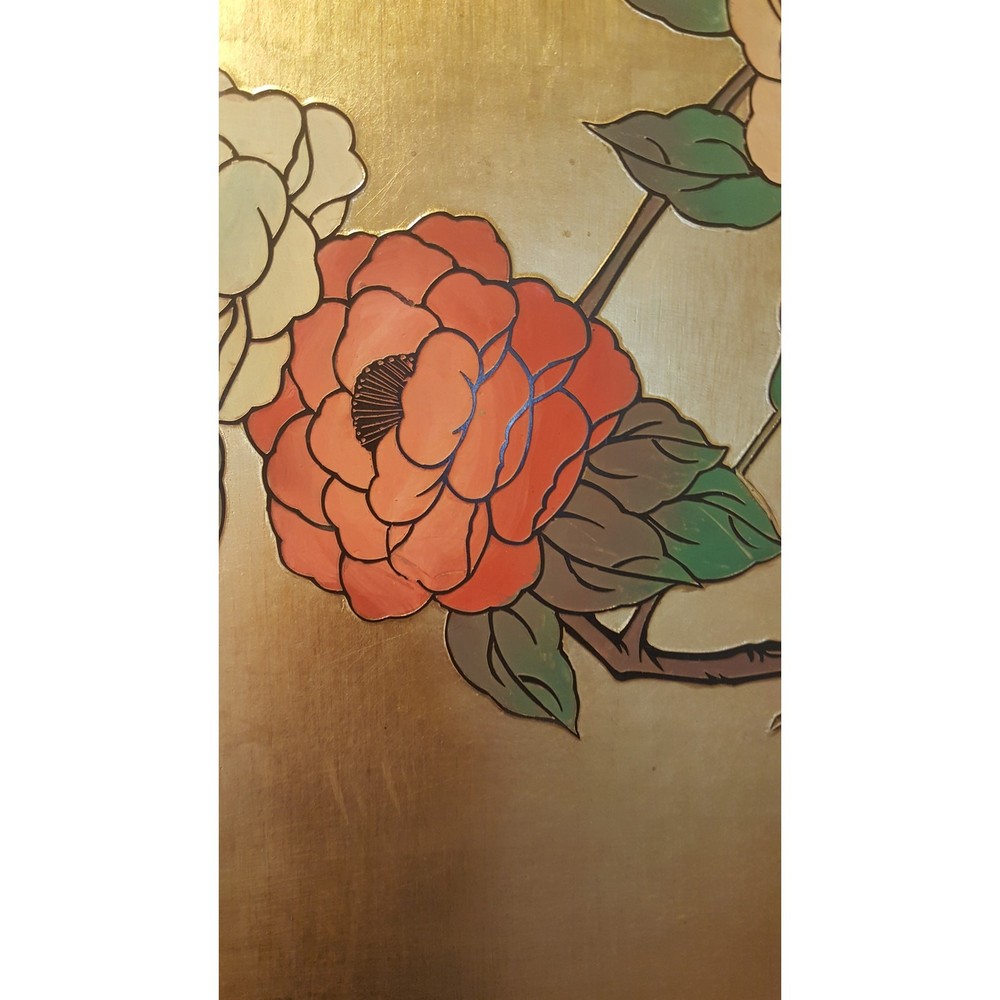 Antique Four Panel Cormandel Gold Leaf Screen