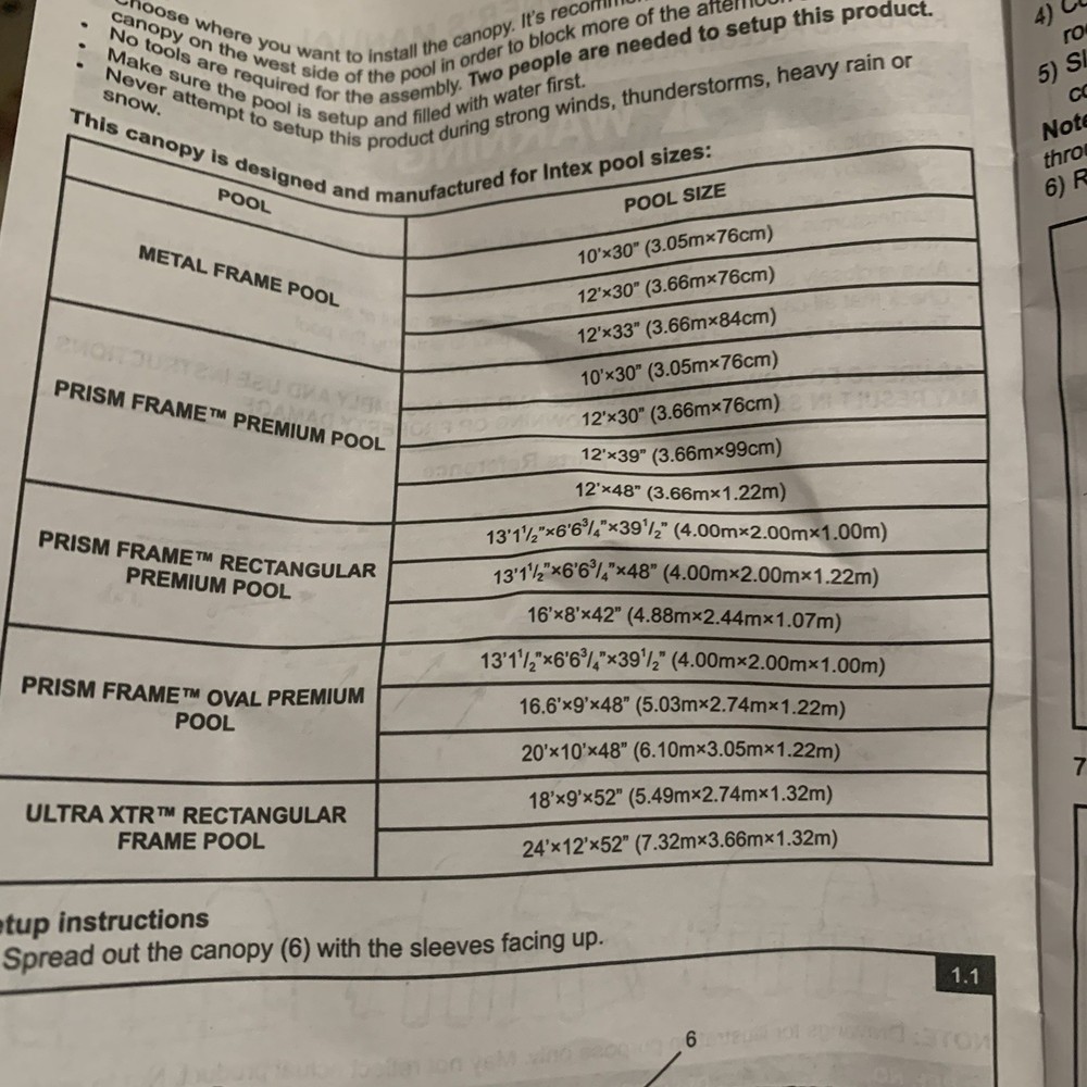 Intex Canopy for 9FT and Smaller Rectangular Above Ground Swimming Pool, Open