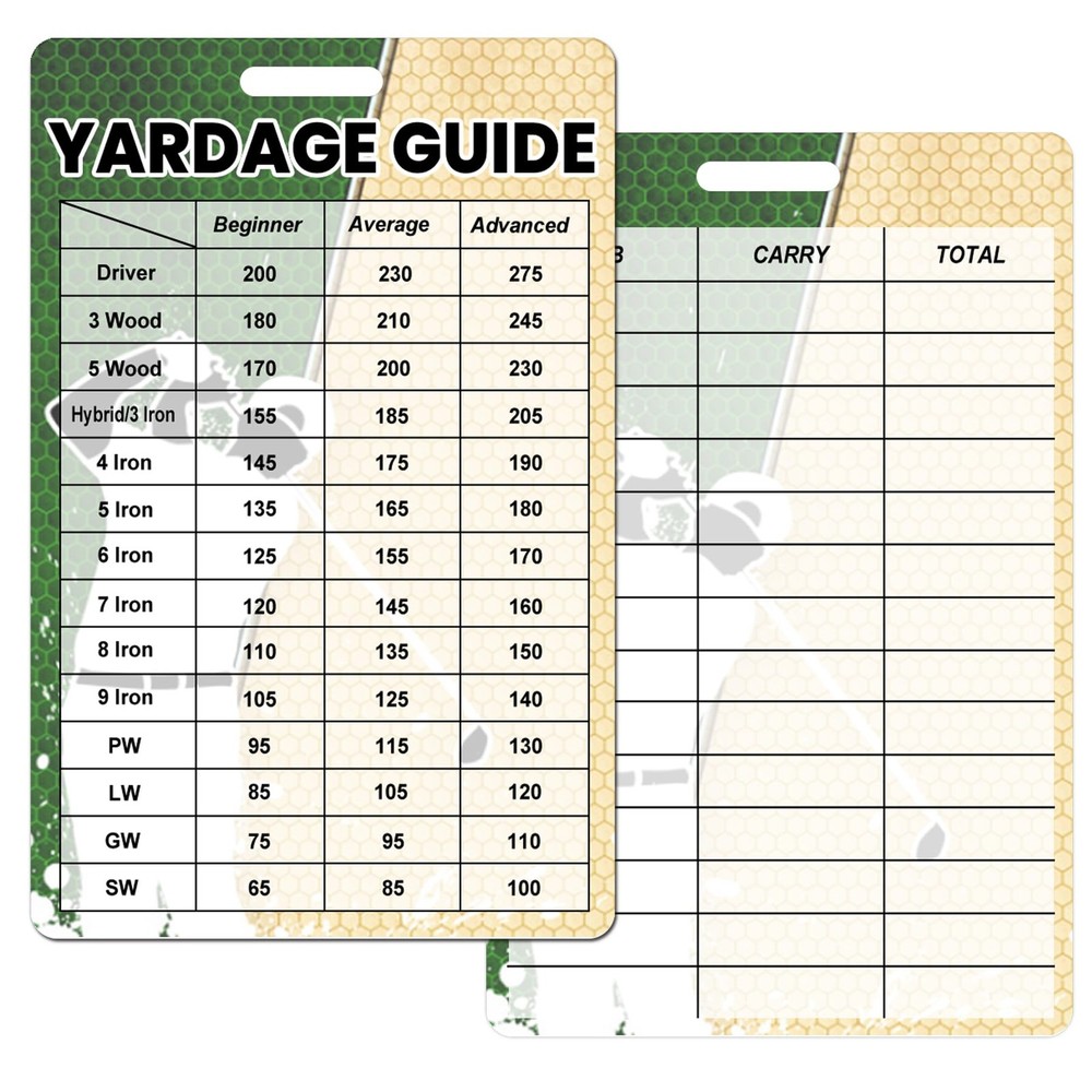 2pcs Golfers Quick Reference Distance Card Golf Club Range Estimation Cheat S...
