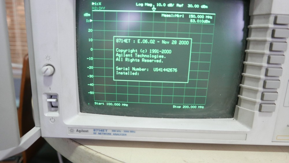 Agilent 8714ET RF Network Analyzer tested to power on