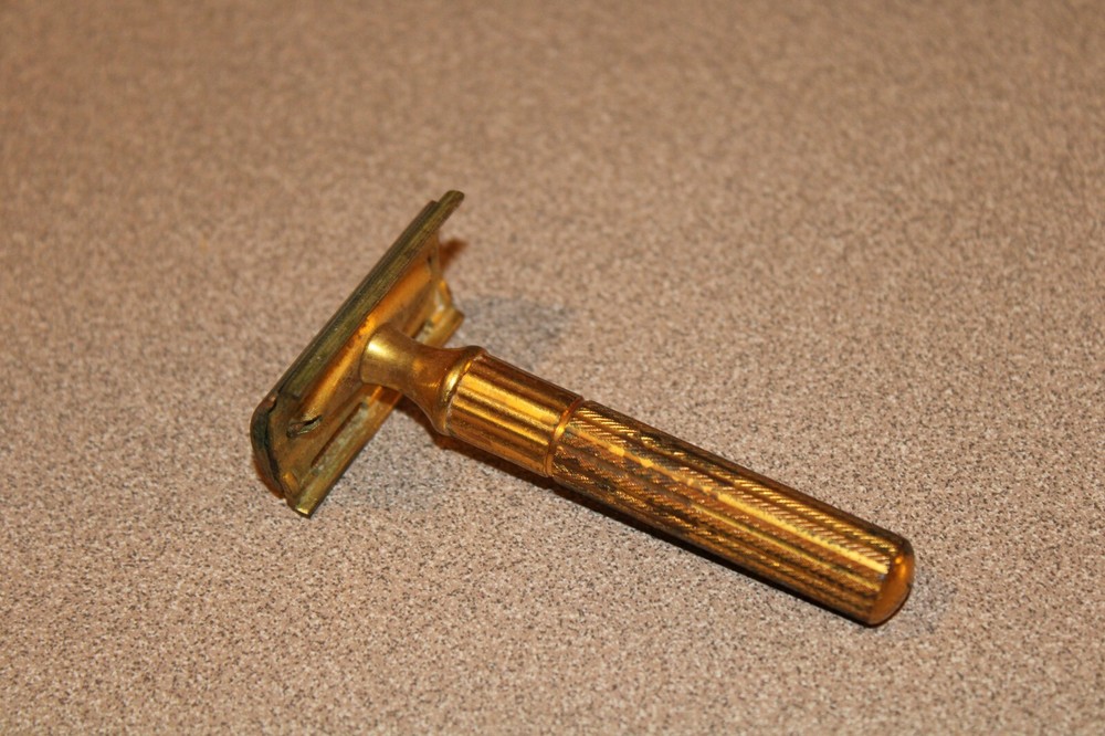 Vintage GILLETTE Gold-Tone Safety Razor No Date Code