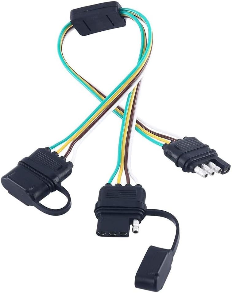 Universal 4-Way Flat Y-Splitter Plug for Tailgate Light Bars & Trailer