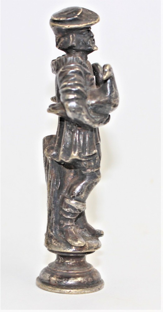 Antique Silverplated Bronze figural Stamp seal RF Monogram