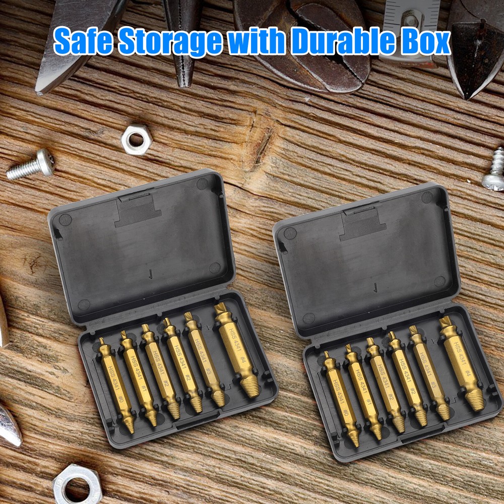 12PCS/Set Damaged Stripped Screws Extractor Broken Bolt Remover Drill Bit Tools