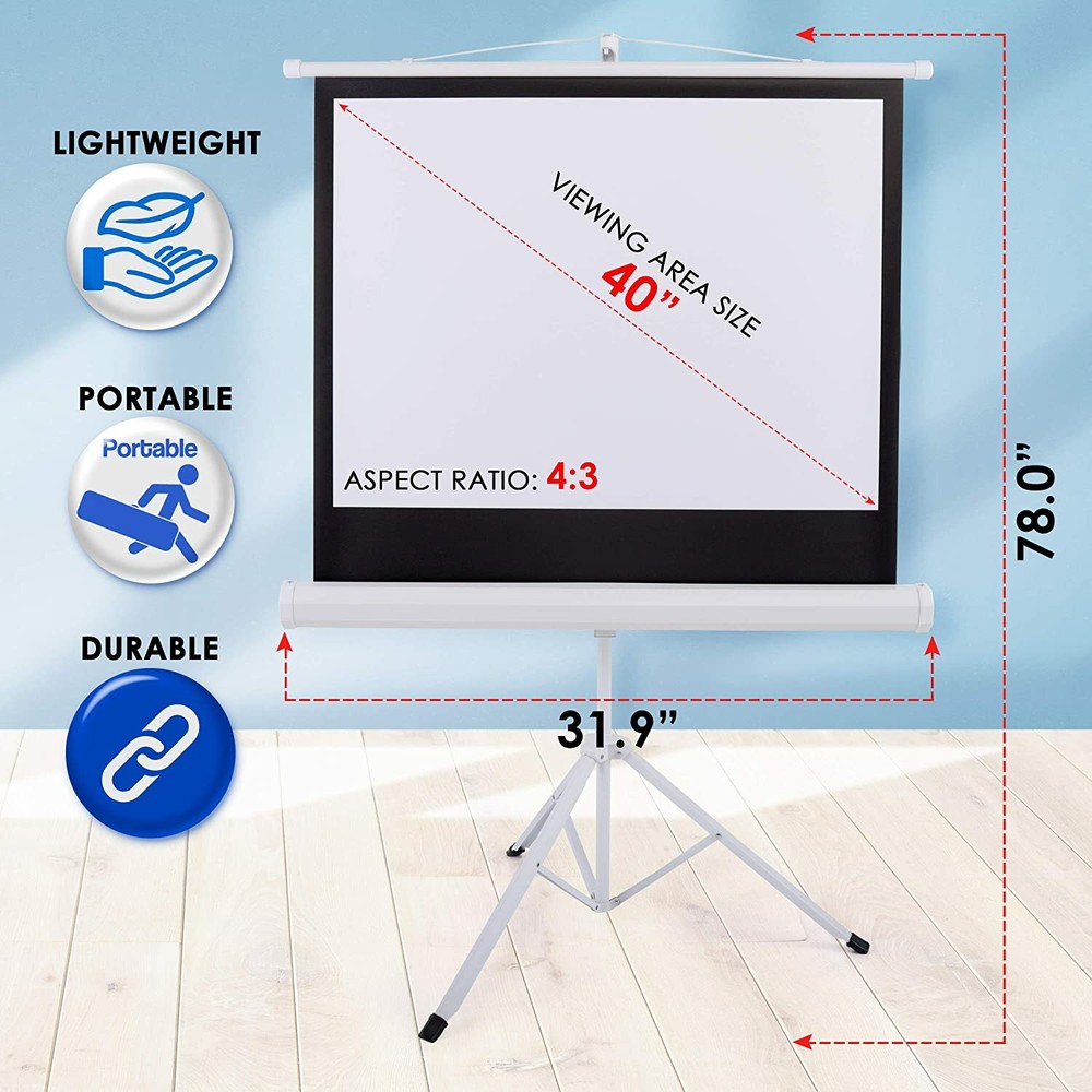 Portable Projector Screen Tripod Stand 40" Mobile Projection Screen Conference