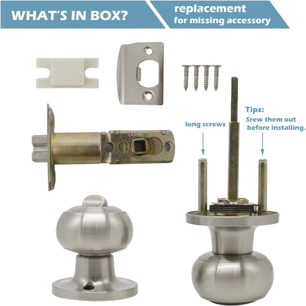 6 Pack Bathroom Bedroom Door Knobs Hardware, round Privacy Knobs Locksets Interi