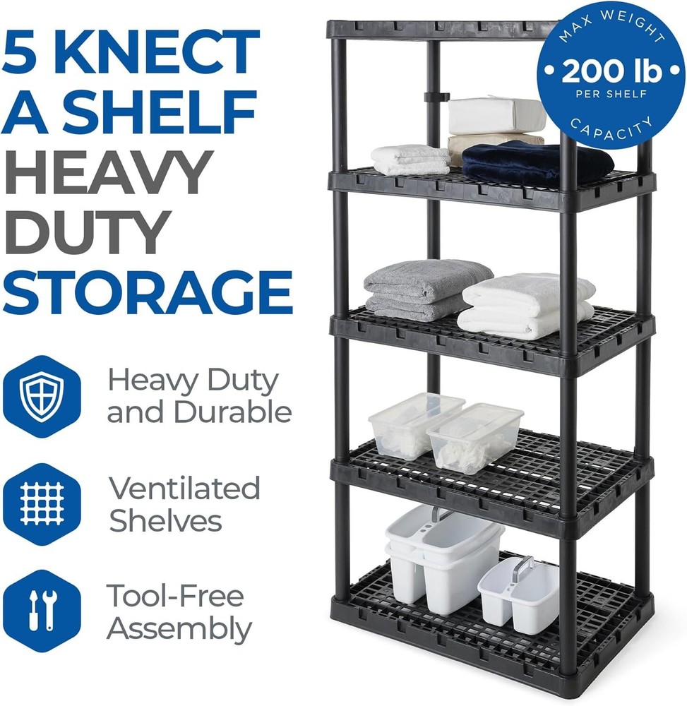 Gracious Living 5 Shelf Knect-A-Shelf Ventilated Storage Unit Organizer System