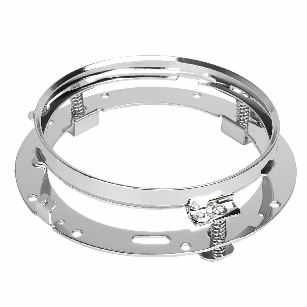 2PC 7'' Round Chrome LED Headlight Mounting Bracket Ring Car For Motorcycle Jeep