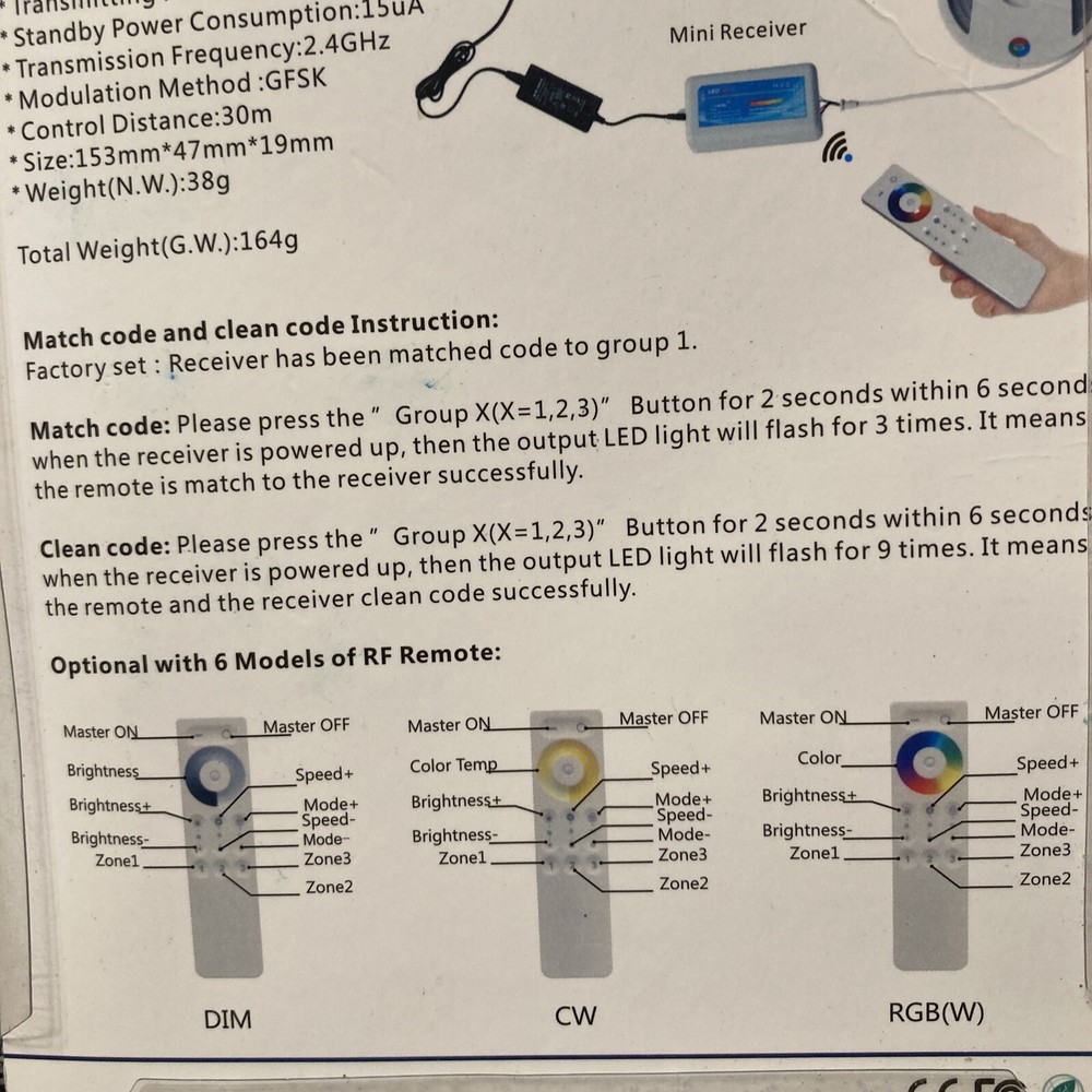RF Wireless LED RGB Controller 2.4G SPIGHTDEX NEW