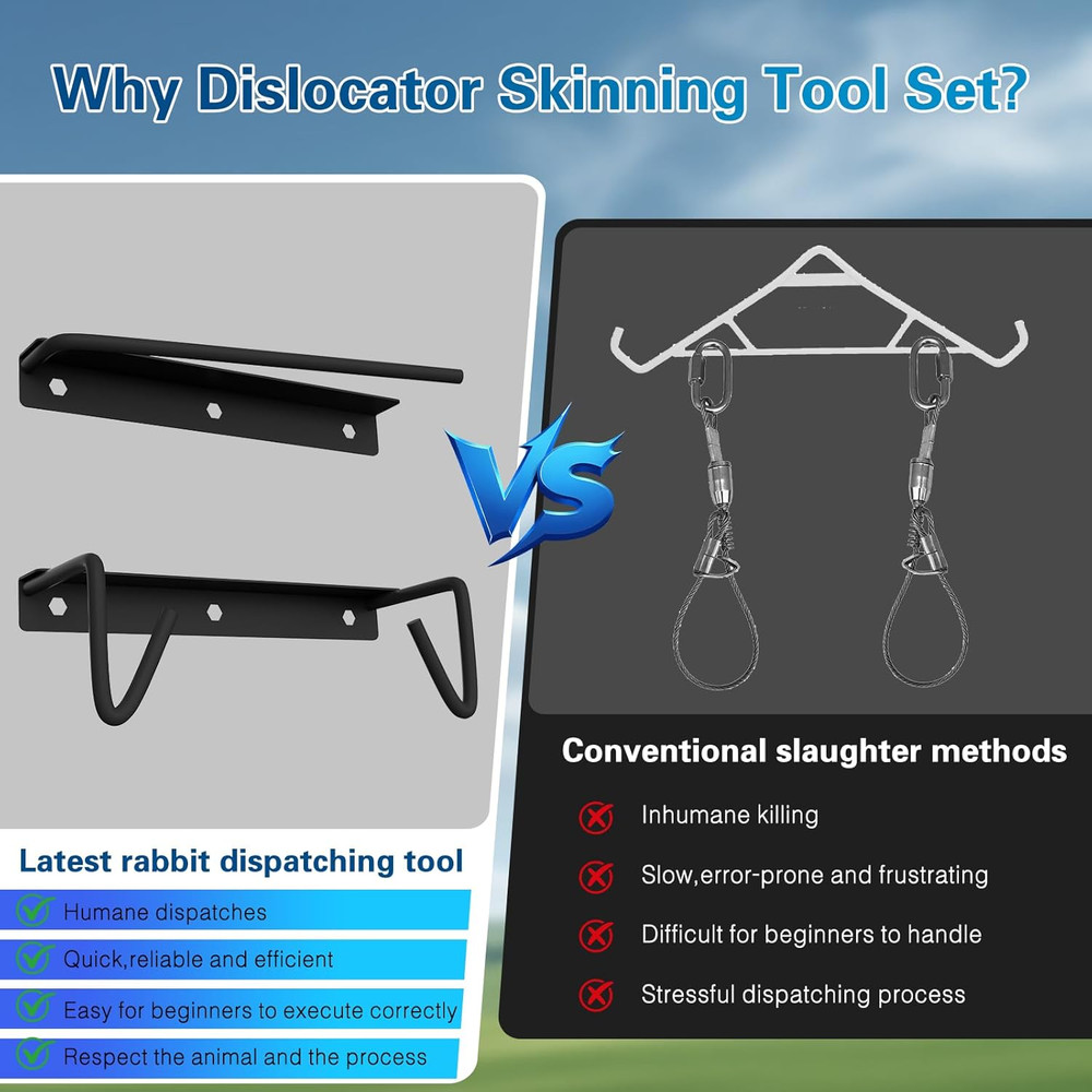 Hopper Popper Rabbit Dispatcher Humane Dispatching Dislocator Skinning Tool Set