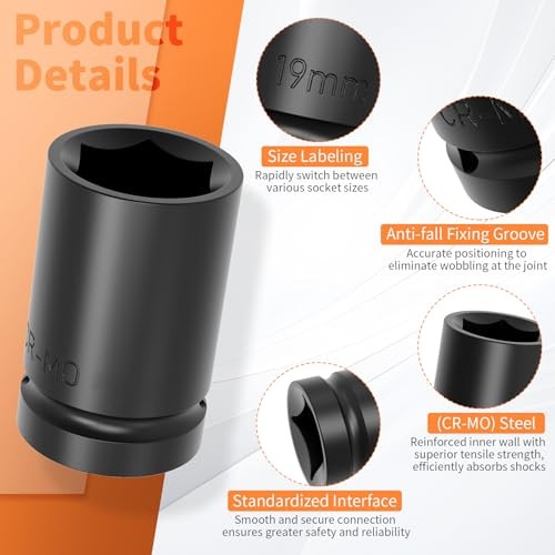 Impact Socket Shallow Socket 1/2 drive Lug Nut Flip Socket Chrome-Moly 30mm