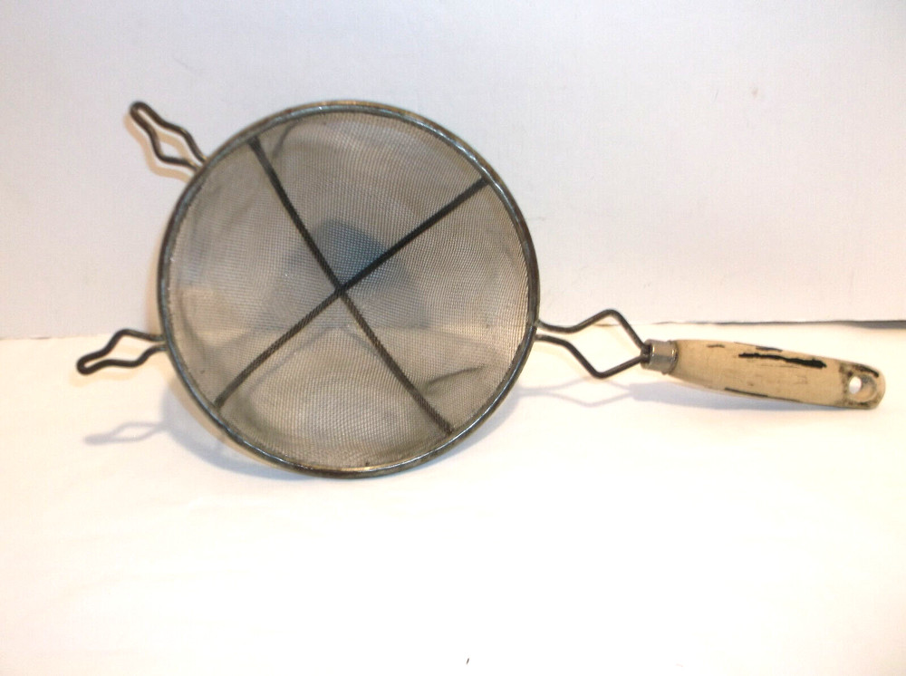 Vintage Colander - Over The Bowl  Wood Handle
