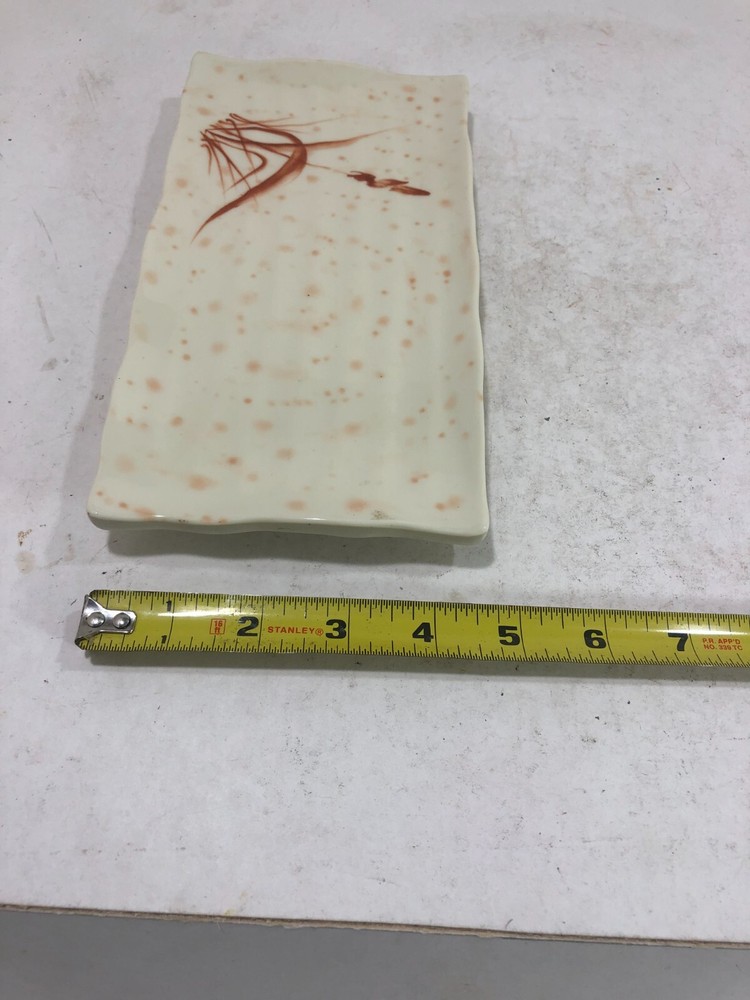 2x Japanese Style Chinese Melamine rectangular 9x5" serving dish Grain design