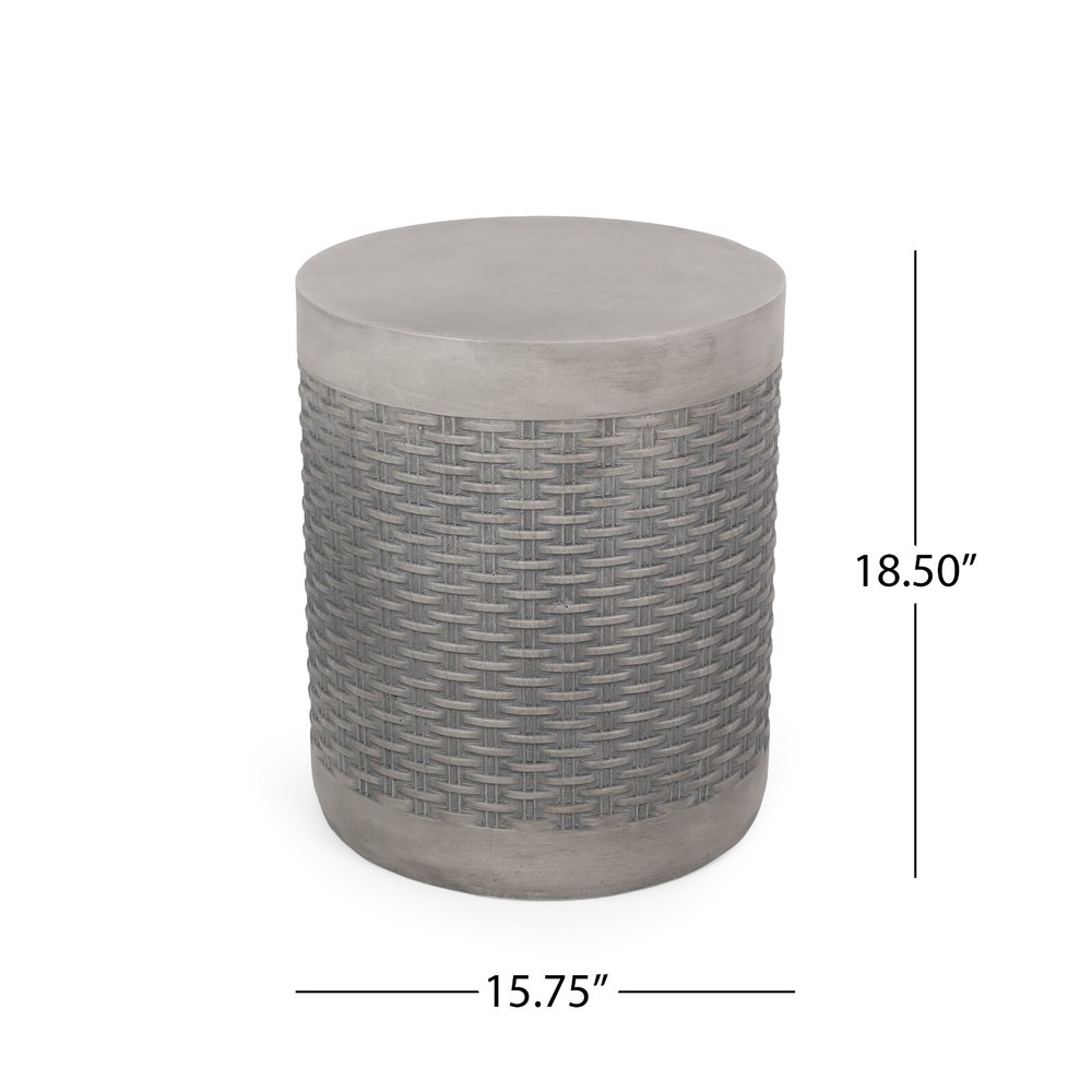 Outdoor Lightweight Concrete Side Table, Concrete Finish