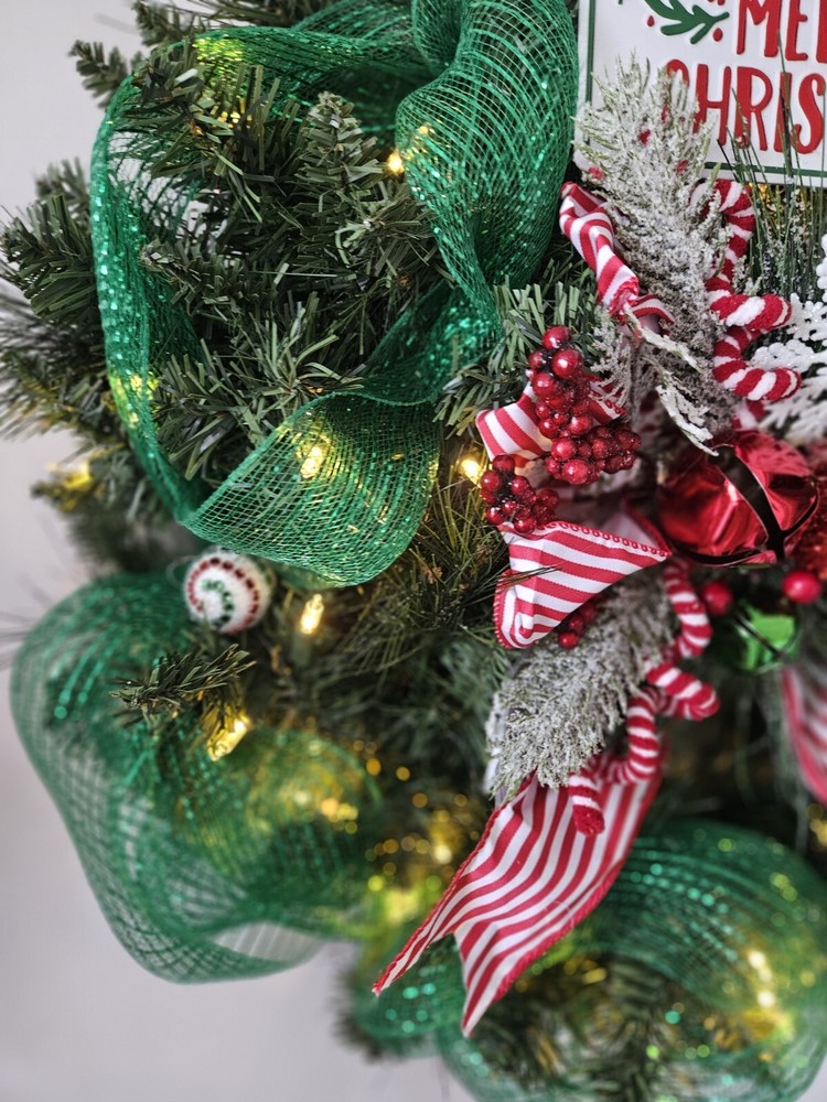 Christmas Wreath Pre-Lit Red, Green, & White