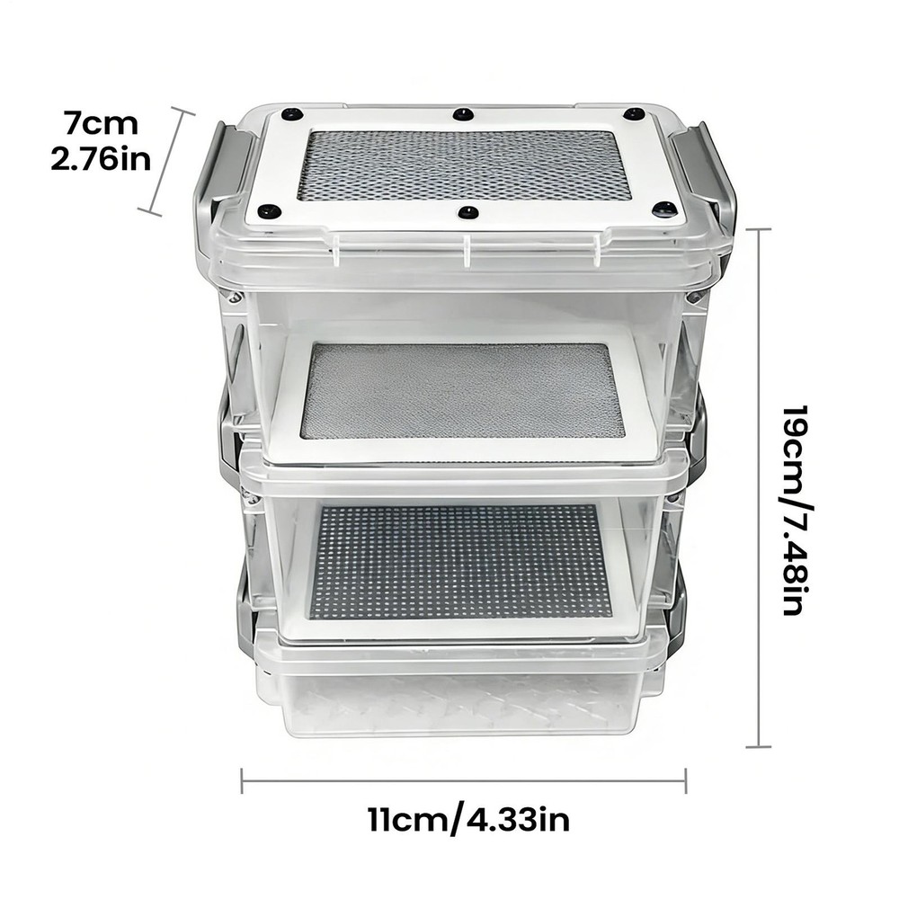 Breadworm Breeding Box 3-Layer Silkworm Feeder Bin Corn Worm Breeder Box