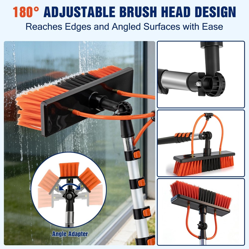 18FT Water Fed Pole Window Cleaning System & Solar Panel Cleaning Kit