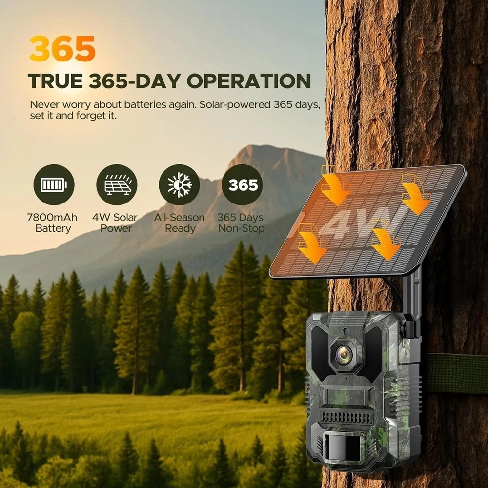 Solar Trail Camera 4G LTE Cellular Security Camera with SIM Card Live Streaming✅