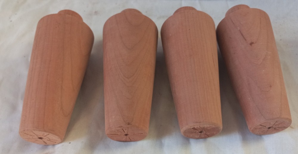 set 4 Small Tapered New Unfinished Solid Cherry Mid Century Style 4" high