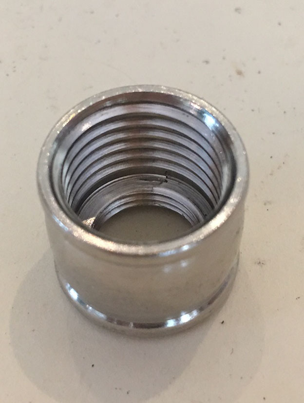 NEW- NICKEL PLATED solid brass coupling thread 1/2" x 3/8" (1/8IPS x 1/4IPS)