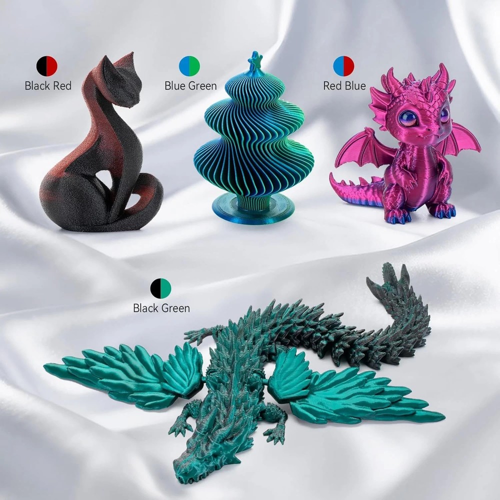 Silk PLA 3D Printer Filament Bundle, 1.75Mm PLA Filament for Most FDM 3D Printer
