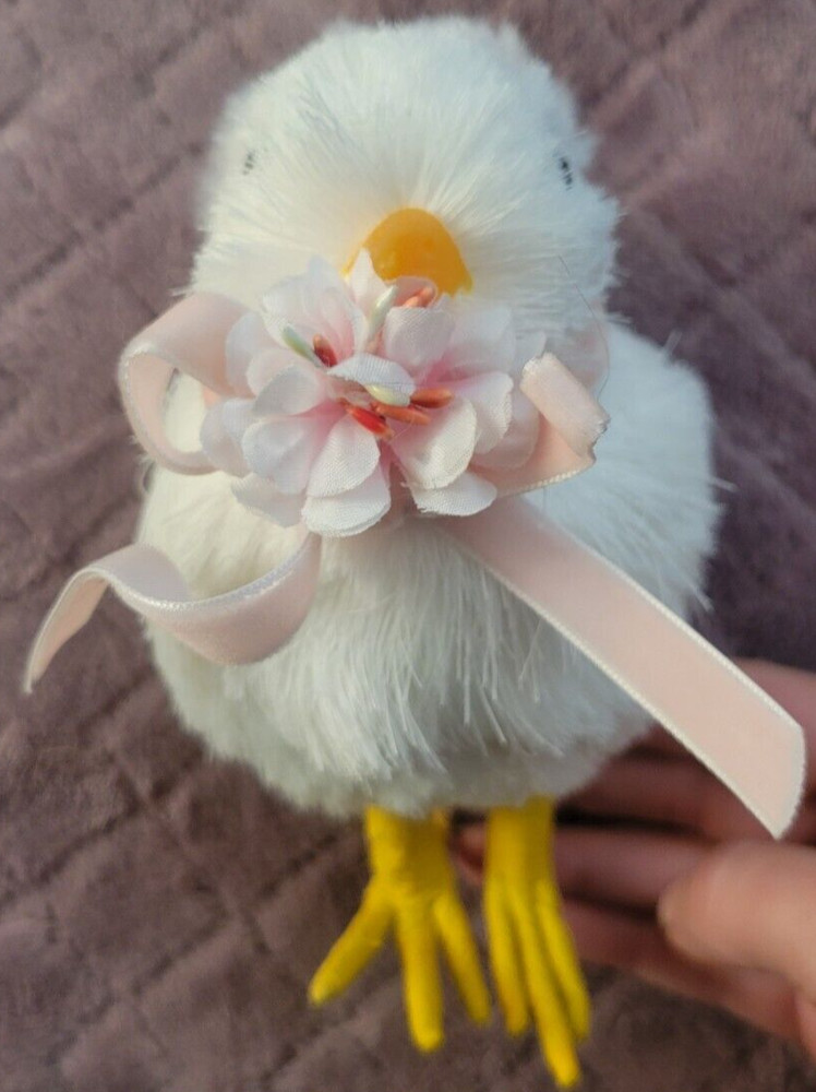 6" Easter Bunny Rabbit Chick With Flower Figure Decoration