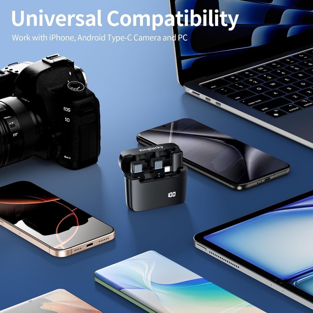 Wireless Lavalier Microphone for iPhone/Camera/Android Type C Smartphone, 4-C...