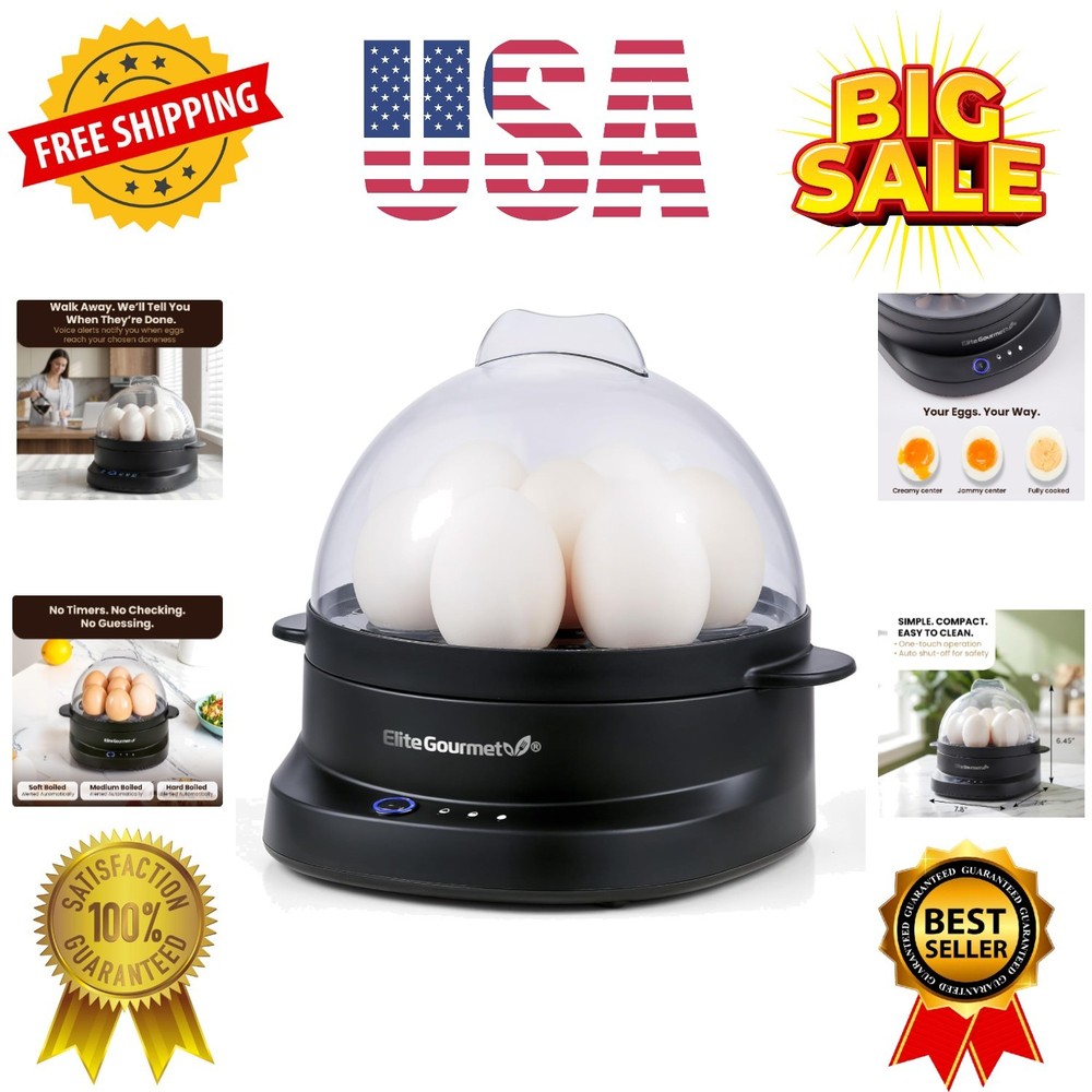 7-Egg Electric Egg Cooker with Voice Alerts – Soft, Medium & Hard-Boiled Eggs...