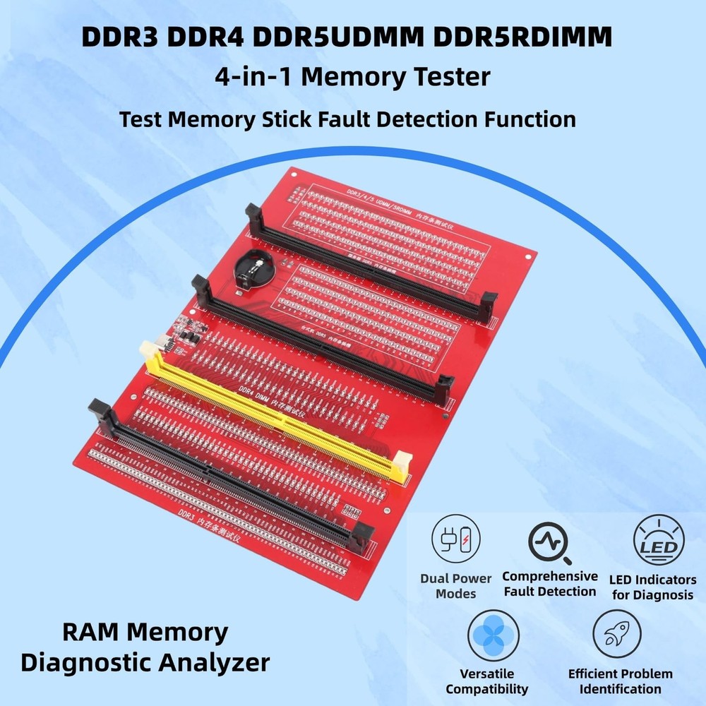 Memory Tester, Memory Diagnostic Analyzer, 4 in 1 Desktop DDR3 DDR4 DDR5UDMM