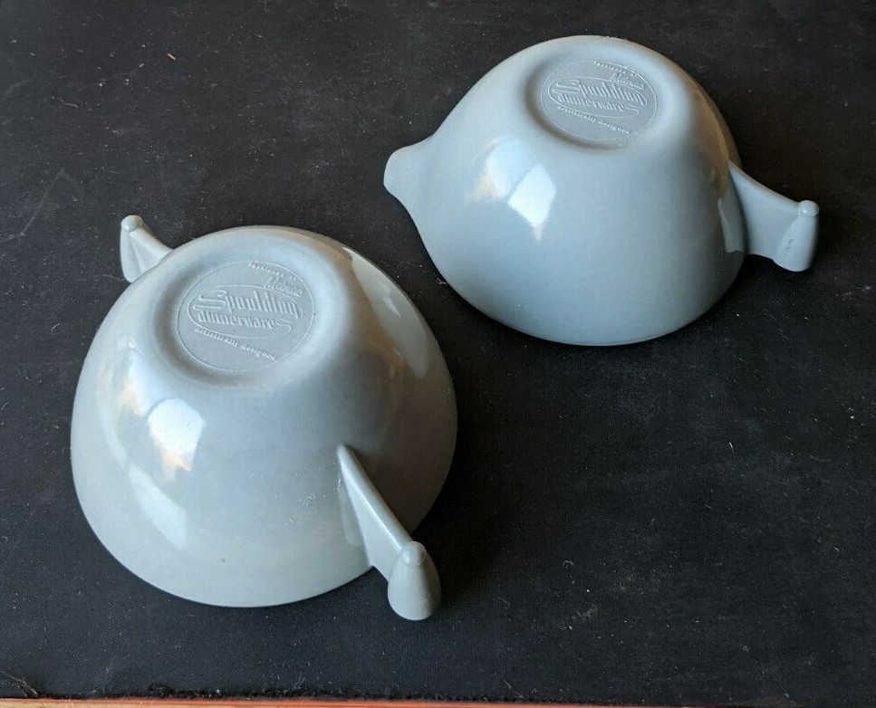 SPAULDING DINNERWARE. MELMAC SUGER, CREAMER SET IN GREY. MISSING LID.