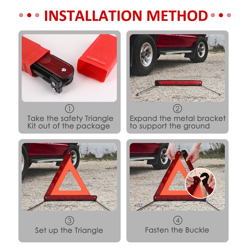 17" DOT Approved 3PCS Emergency Warning Triangles for Safety Triangle Reflective