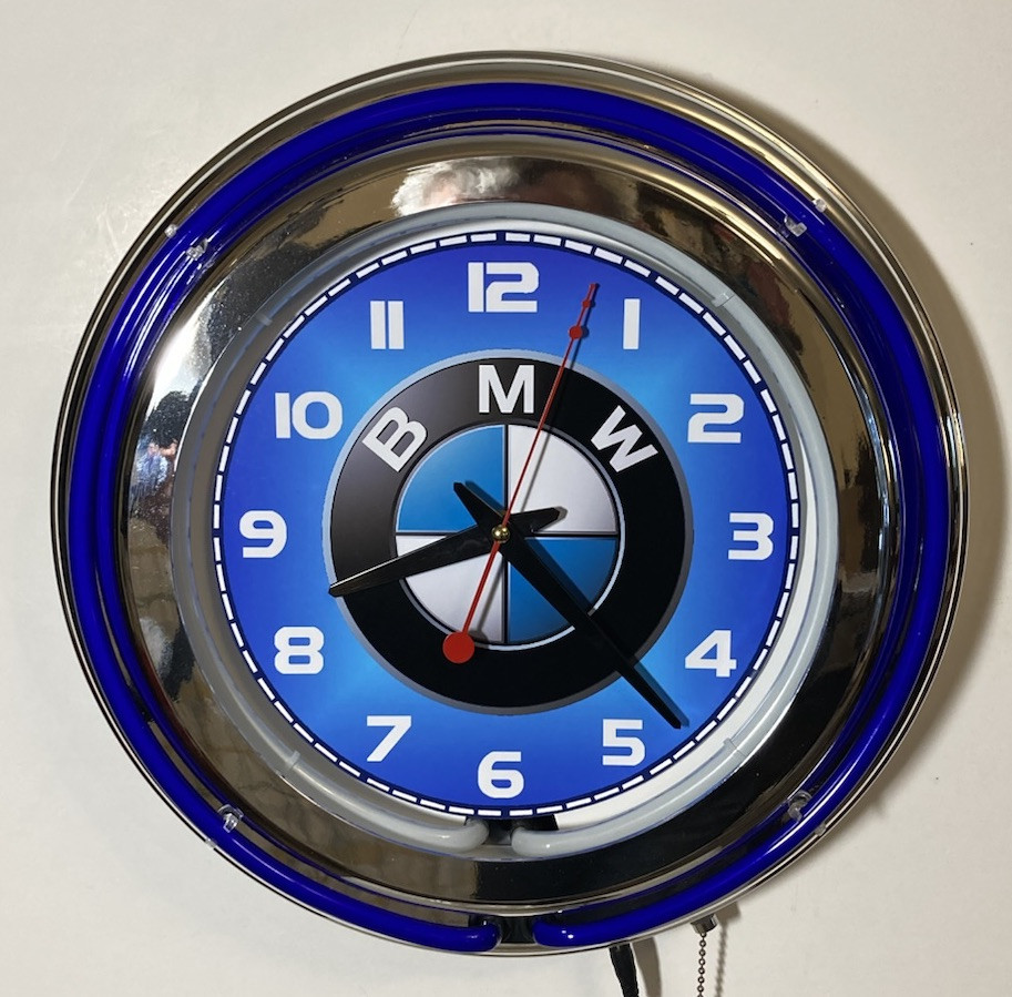 BMW Auto logo Large neon wall clock