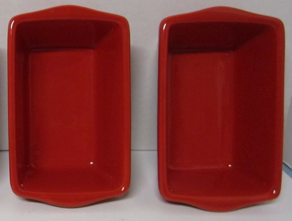 Celebrate It Bakeware Mini Loaf Pans Stoneware Ceramic Red Holiday