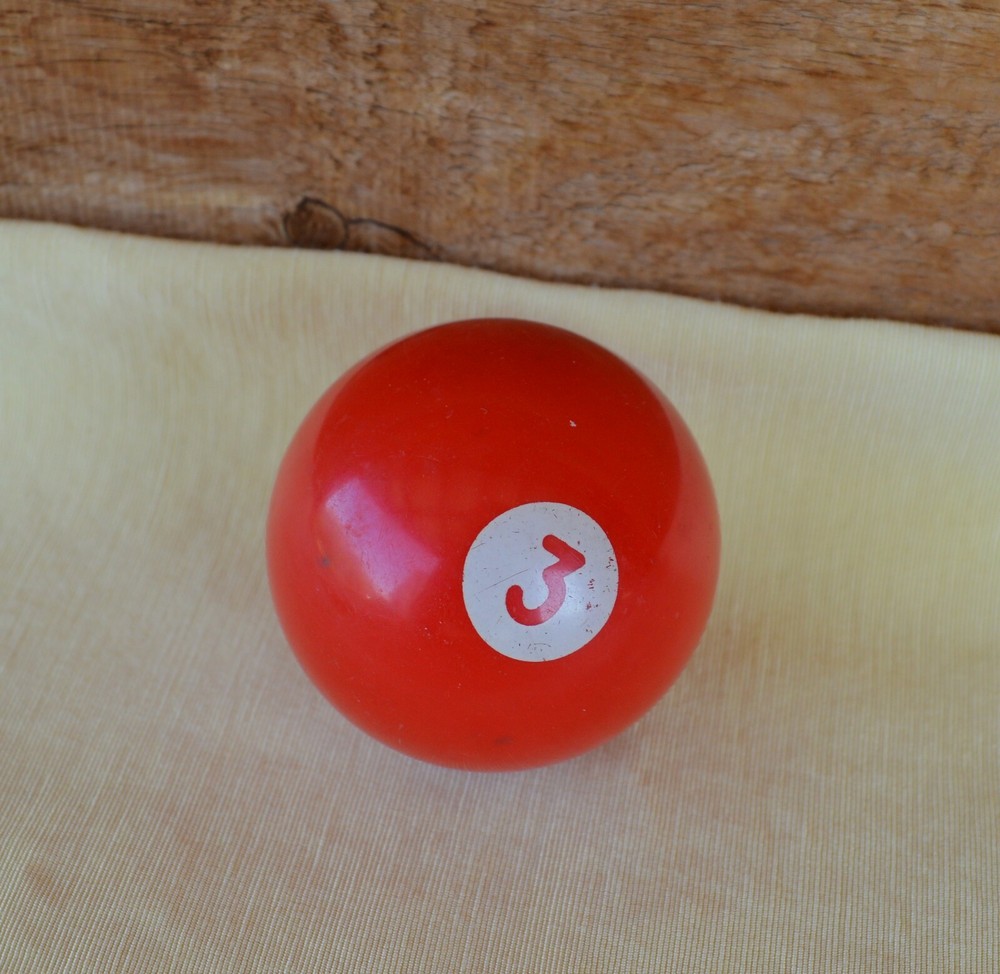 Vintage Pool Ball No. 3 Solid Red Replacement Re-purpose