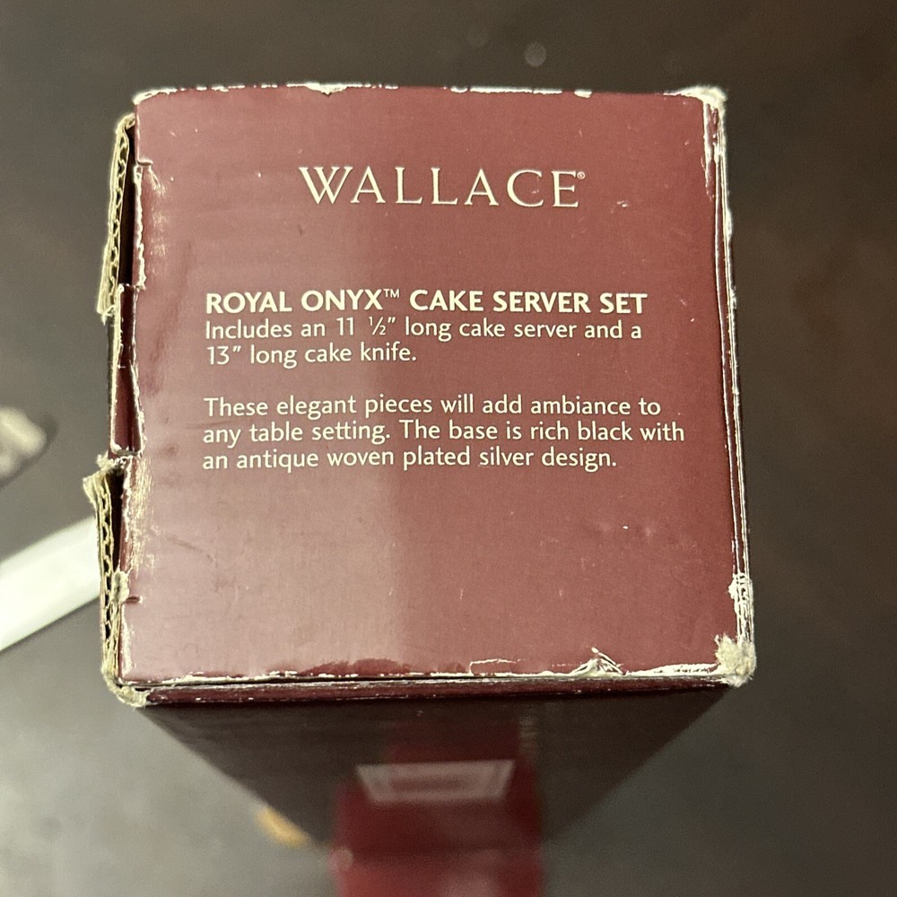 Wallace Silversmith Royal Onyx black glass and silver cake server set