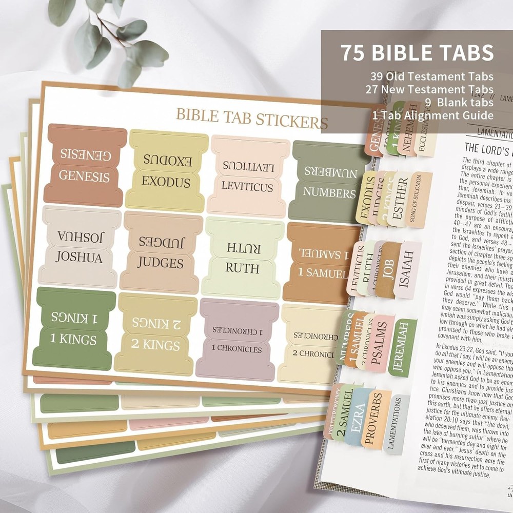 Laminated Large Print Bible Tabs - Boho Design for Effortless Navigation & Style