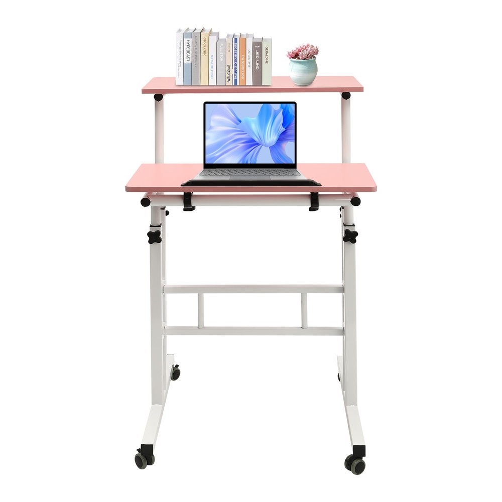 Height Adjustable Rolling Desk Laptop Table Home Office Working Drawing Desk