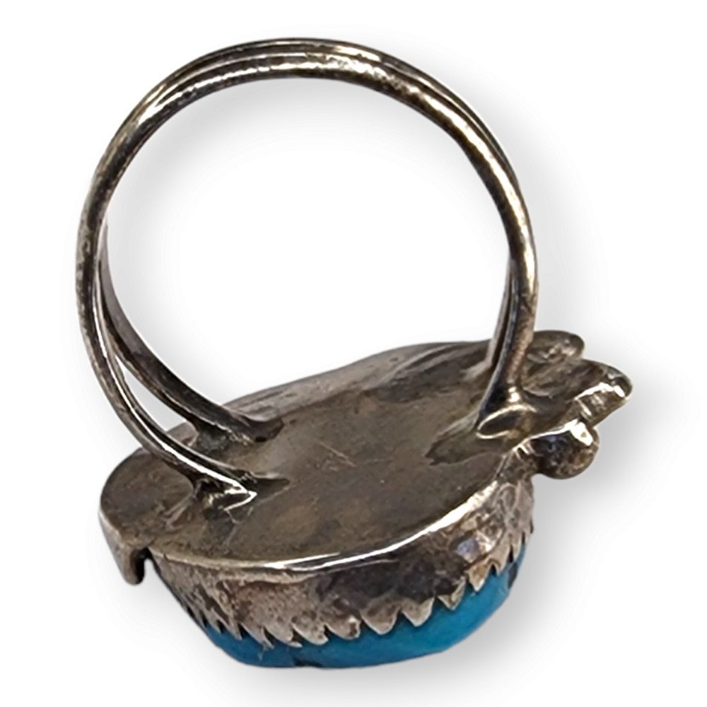 Vintage Sisteks Sterling Silver Blue Turquoise Ring Size 5