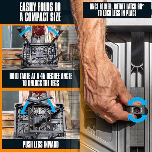 Express Folding Worktable, Easy Setup Portable Folding 24"x34" Black Workbench