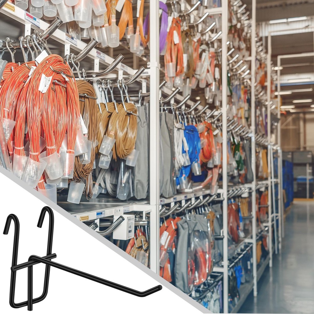 25 PCS 6 Inch Grid Wall Hooks Panel Store Garage Organizer Display Black