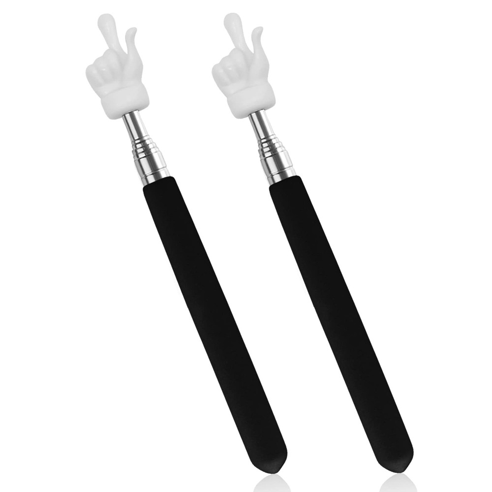 2Pcs Telescopic Teachers Pointer, Extendable Hand Pointer Finger Black