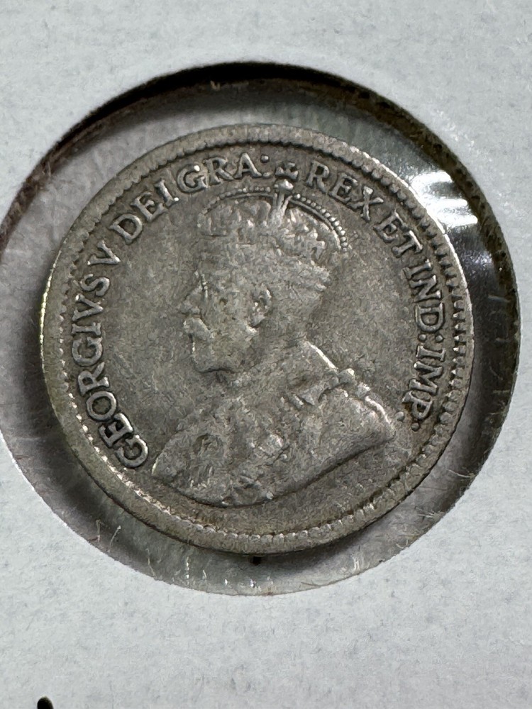 1917 Canada 5 Cents Small Silver Coin Cleaned