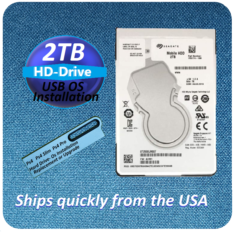 PS4 2TB Internal Hard Drive & USB Firmware Installation Drive