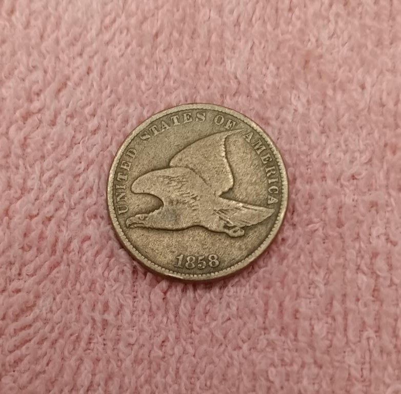 1858, Small Letters, Flying Eagle cent, F+