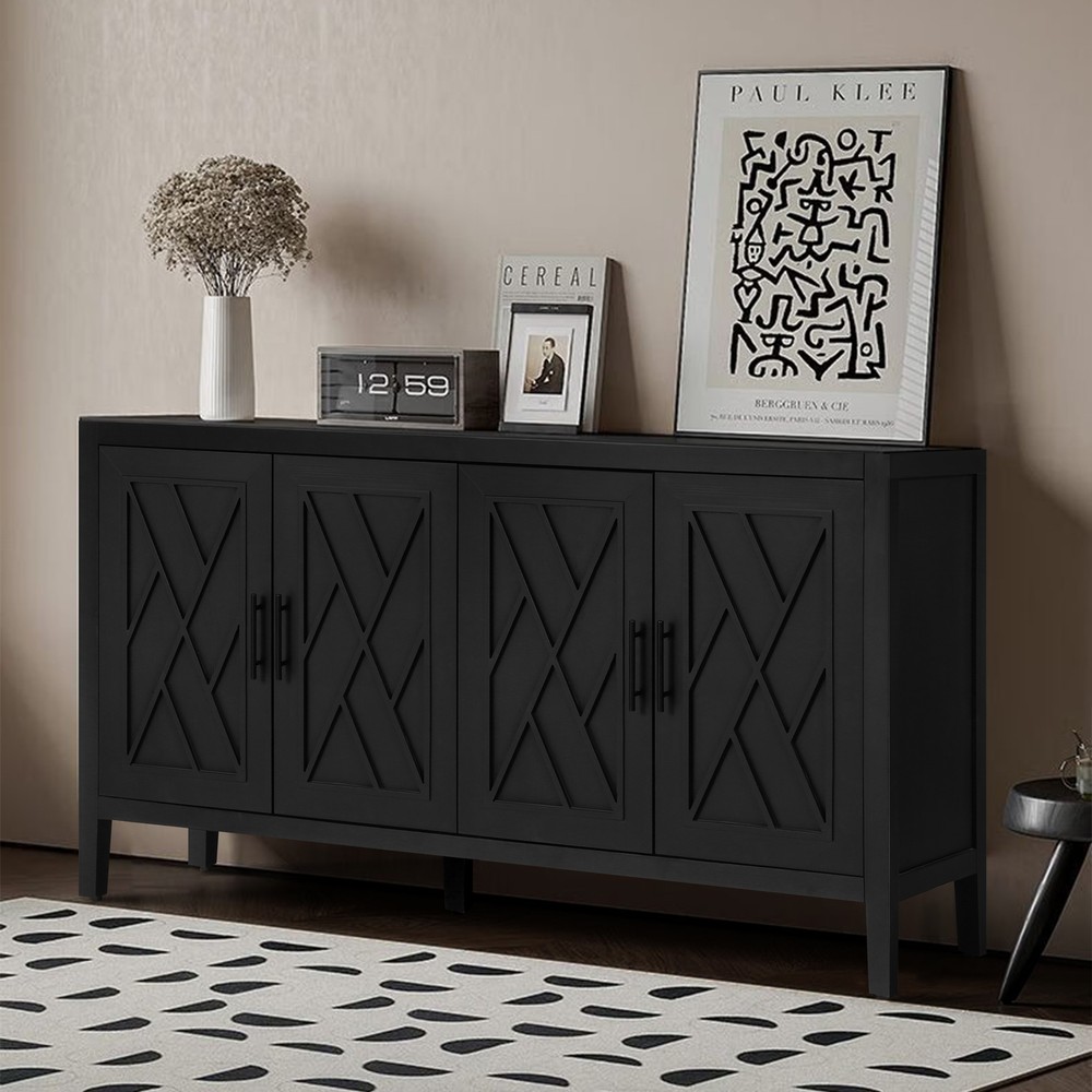 Storage Cabinet with 4 Doors and Adjustable Shelves Sideboard Buffet Cabinet