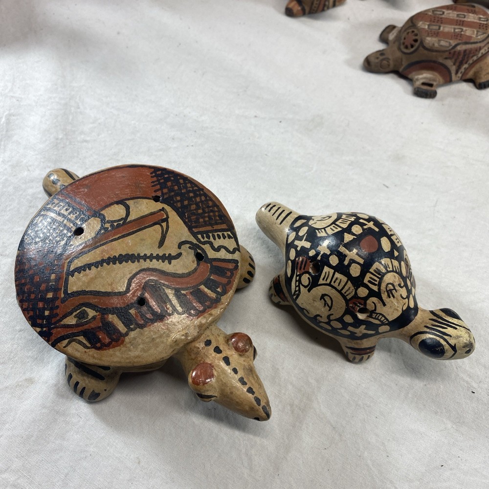 Vintage Handmade Peruvian Clay Turtles