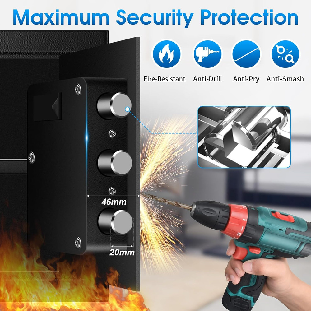 1.5 Cu Ft Small Fireproof Safe Box for Home Documents with Type-C External Power