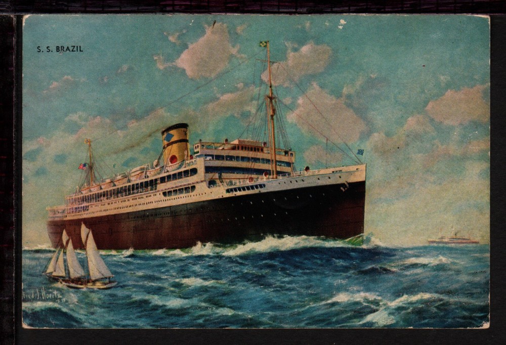 LINER SHIP POSTCARD c1930s S.S. BRAZIL (L060)